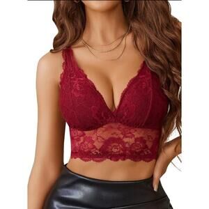 Sexy Y2K Red Lace Tank Cami V Neck Top Racerback Barbie Party Coquette XL